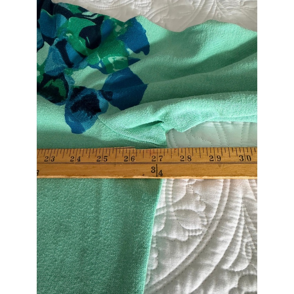 Isaac Mizrahi Live Womens 3X Cardigan Mint Green Blue Floral Cotton Sweater - Picture 6 of 10
